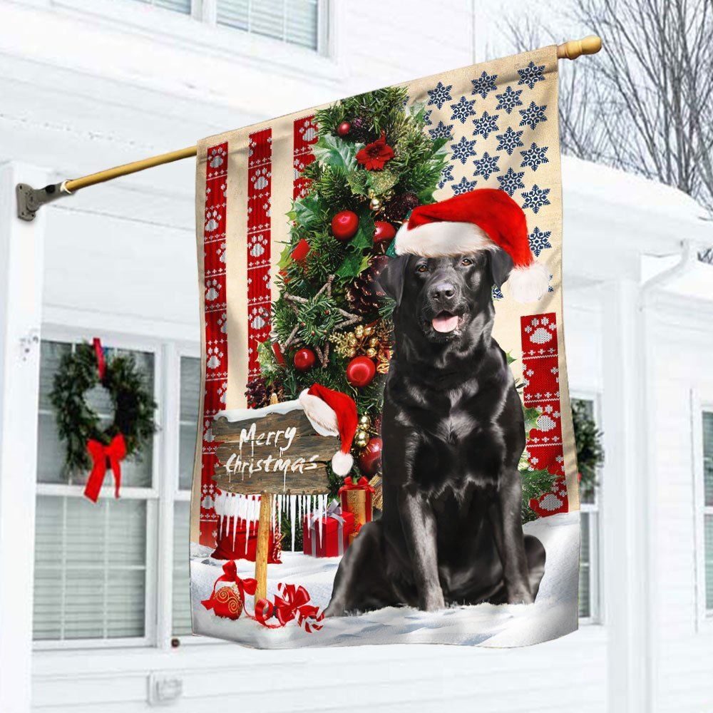 Black Labrador Retriever Dog Christmas American Flag, Christmas Dog Garden Flag, Christmas Gifts For Pet, Christmas Outdoor Decor Ideas