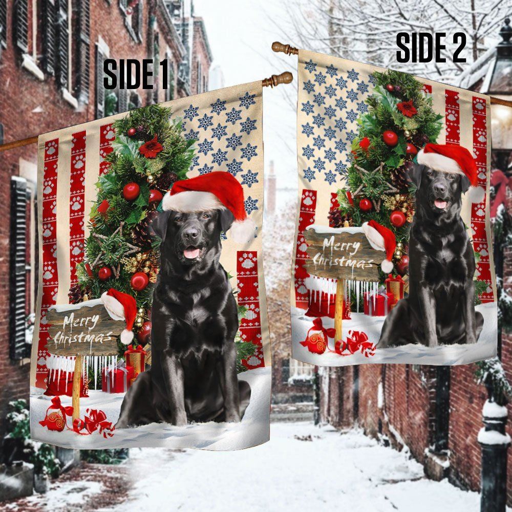 Black Labrador Retriever Dog Christmas American Flag, Christmas Dog Garden Flag, Christmas Gifts For Pet, Christmas Outdoor Decor Ideas