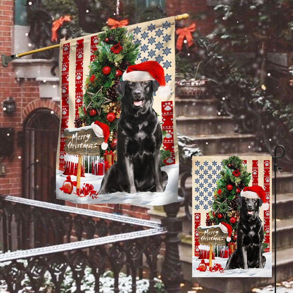 Black Labrador Retriever Dog Christmas American Flag, Christmas Dog Garden Flag, Christmas Gifts For Pet, Christmas Outdoor Decor Ideas