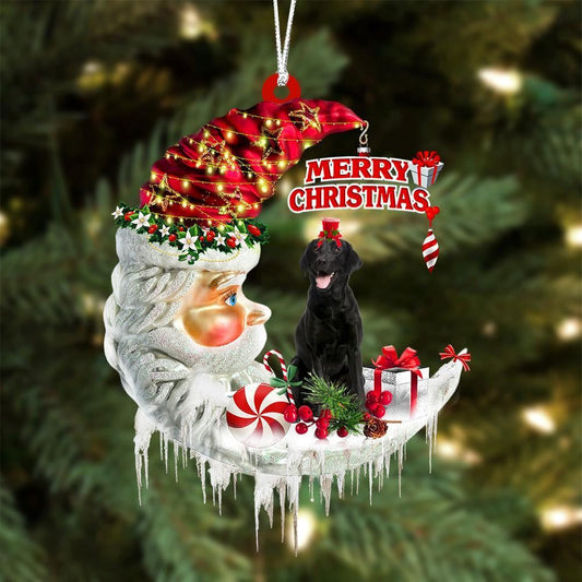 Black Labrador Retriever On The Moon Merry Christmas Hanging Ornament, Christmas Gift, Christmas Tree Decorations, Christmas Ornament 2023