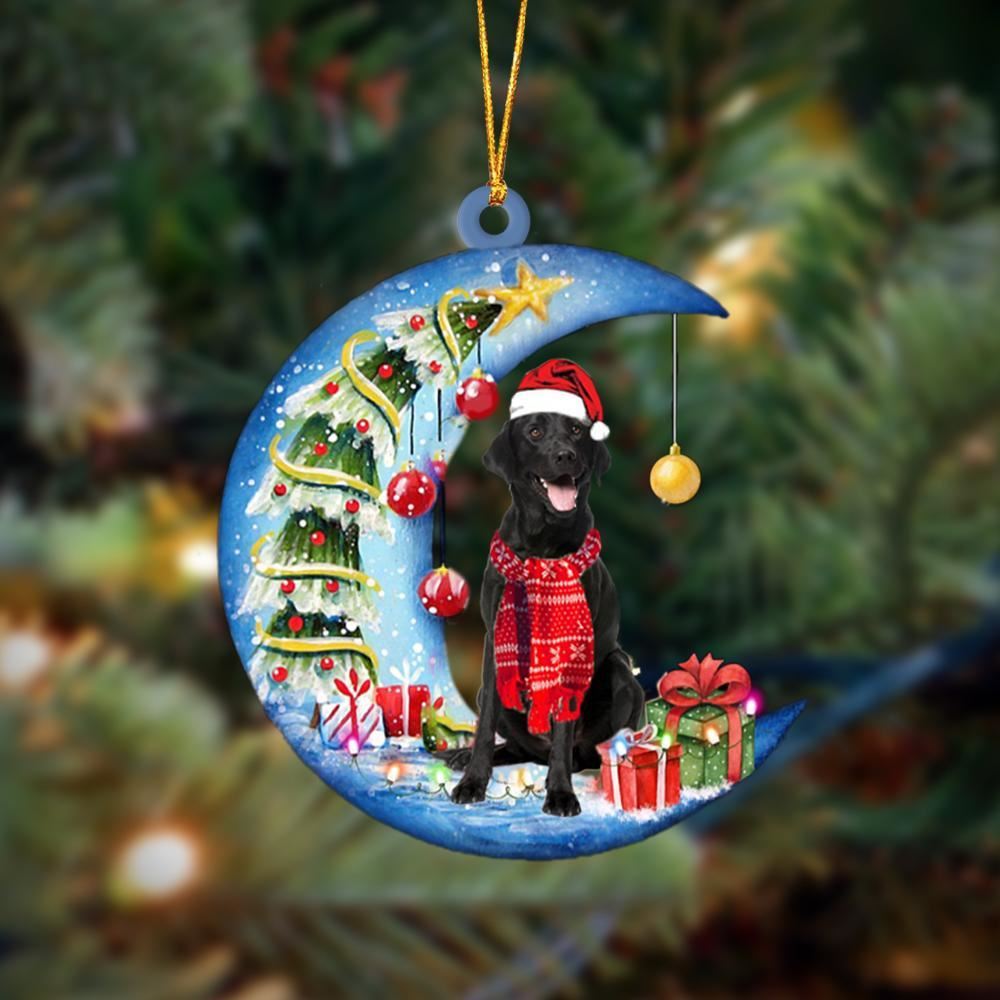 Black Labrador Retriever On The Moon Merry Christmas Hanging Ornaments, Christmas Gift, Christmas Tree Decorations, Christmas Ornament 2023