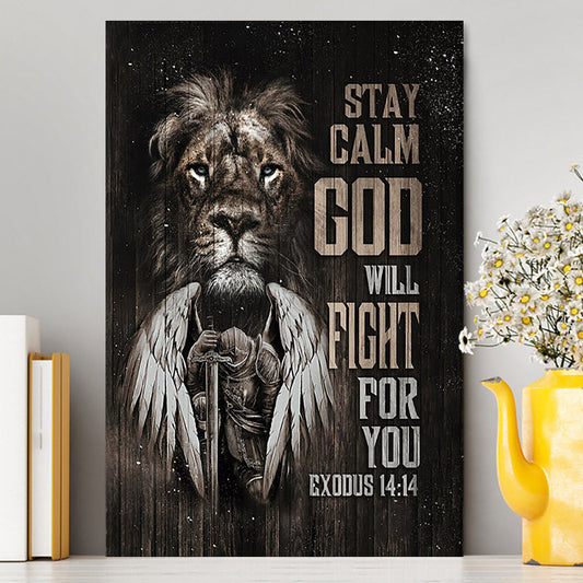 Black Lion Warrior God Will Fight For You Canvas Wall Art - Bible Verse Canvas Art - Inspirational Art - Christian Home Decor