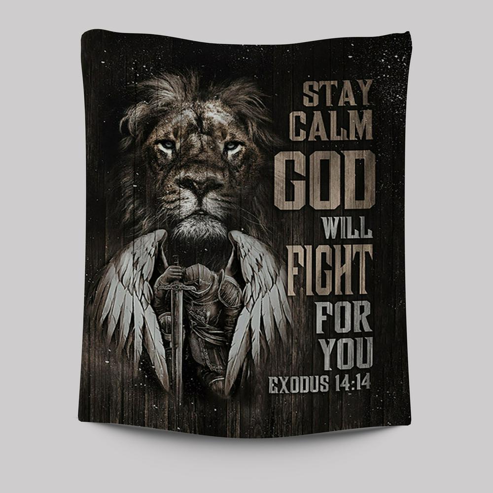 Black Lion Warrior God Will Fight For You Tapestry Wall Art - Bible Verse Tapestry Art - Inspirational Art -  Christian Indoor Wall Tapestries