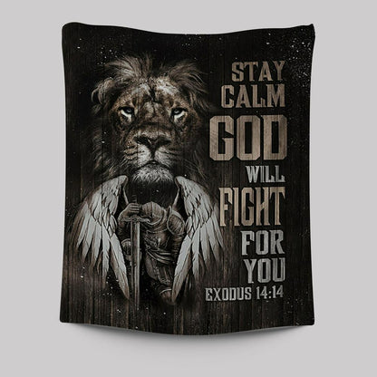 Black Lion Warrior God Will Fight For You Tapestry Wall Art - Bible Verse Tapestry Art - Inspirational Art -  Christian Indoor Wall Tapestries