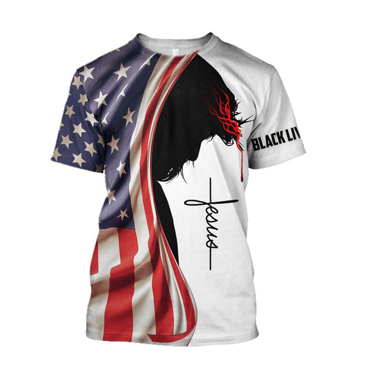 Black Lives Matter Jesus Unisexs All Over Print 3D T-Shirt, Gift For Christian, Jesus Shirt