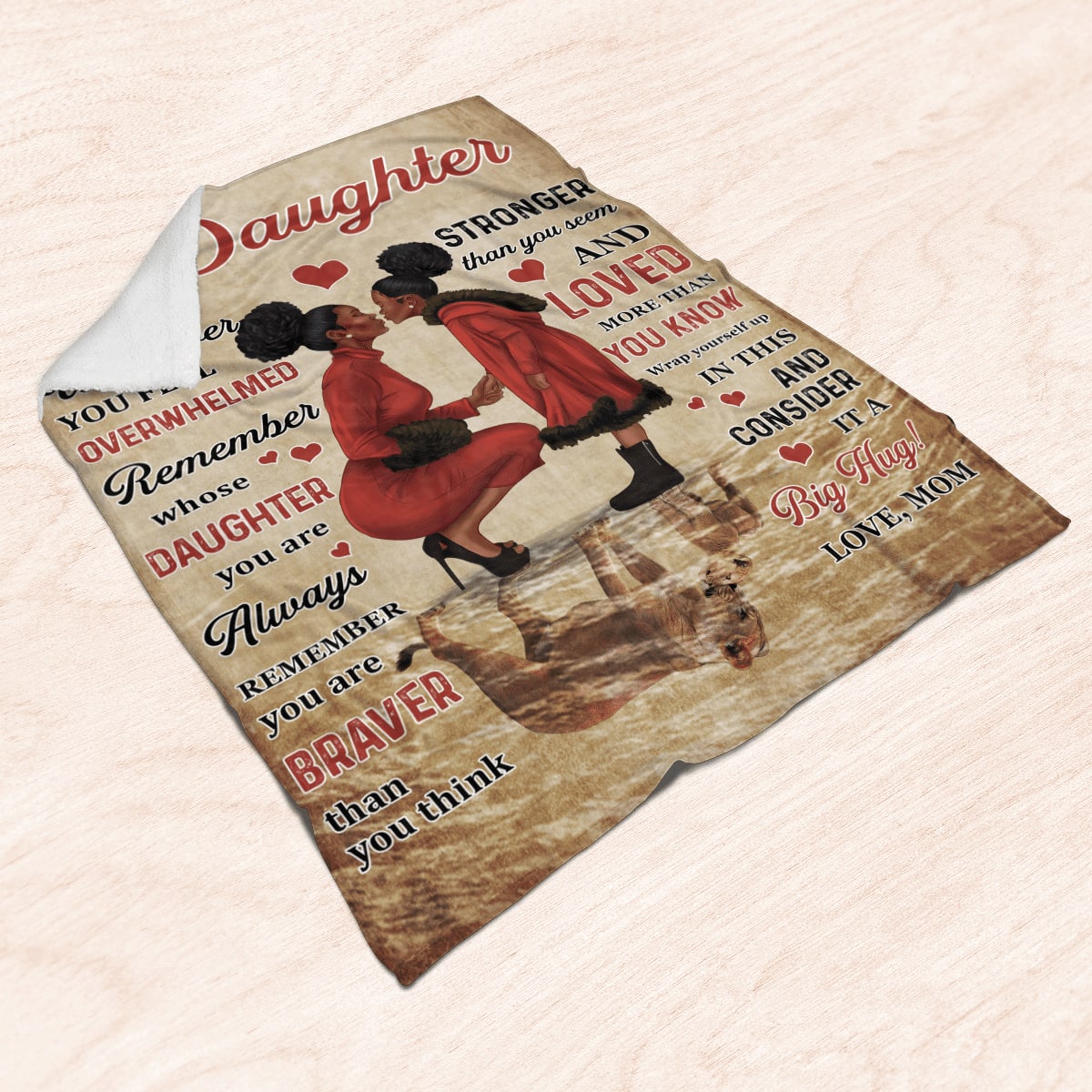 Black Mom Daughter Art Blanket For Mom To Black Daughter Fleece Blanket, Birthday Gift