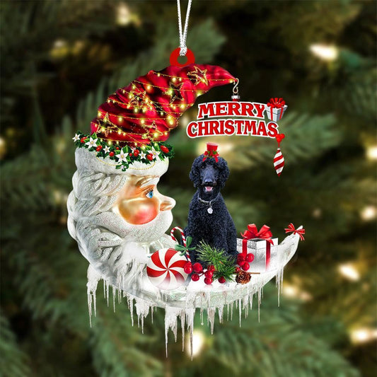 Black Poodle On The Moon Merry Christmas Hanging Ornament, Christmas Gift, Christmas Tree Decorations, Christmas Ornament 2023
