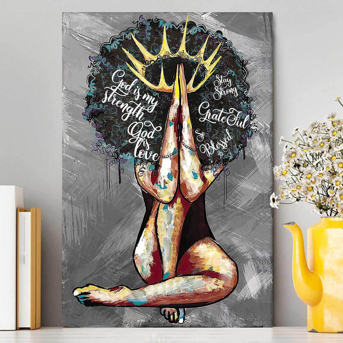 Black Queen African American God Is Love Canvas Wall Art - Christian Wall Canvas - Religious Canvas Prints