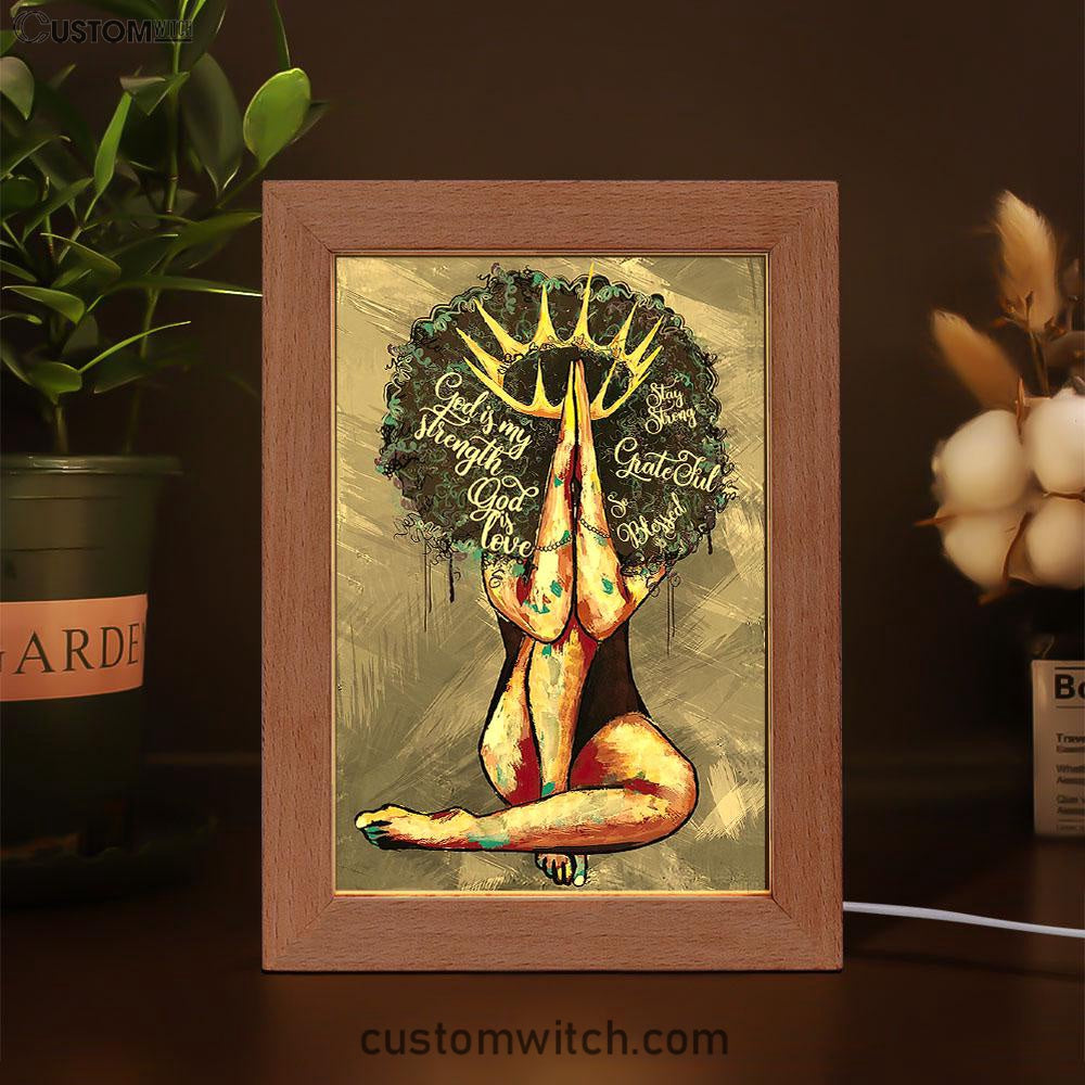 Black Queen African American God Is Love Frame Lamp Art - Christian Frame Lamp - Religious Gifts Night Light