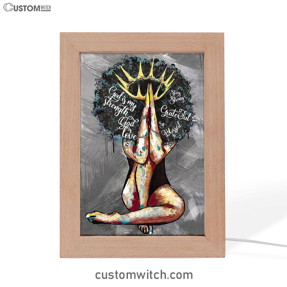 Black Queen African American God Is Love Frame Lamp Art - Christian Frame Lamp - Religious Gifts Night Light