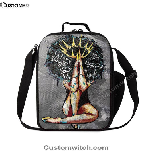 Black Queen African American God Is Love Lunch Bag, Christian Lunch Bag For School, Picnic, Religious Lunch Bag