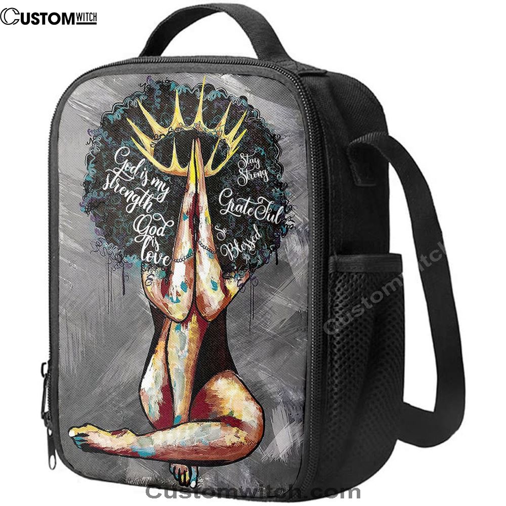Black Queen African American God Is Love Lunch Bag, Christian Lunch Bag For School, Picnic, Religious Lunch Bag
