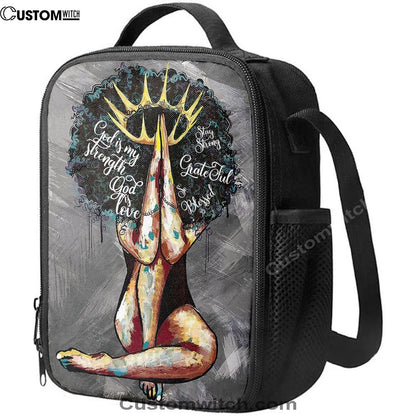 Black Queen African American God Is Love Lunch Bag, Christian Lunch Bag For School, Picnic, Religious Lunch Bag