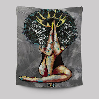 Black Queen African American God Is Love Tapestry Wall Art - Christian Wall Tapestry - Religious Tapestries Wall Hanging Prints