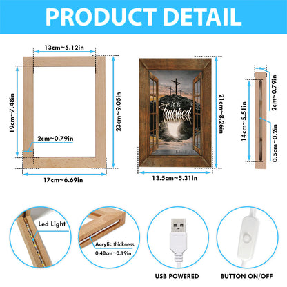 Black Rock Mountain Wooden Cross It Is Finished Frame Lamp Art - Bible Verse Wooden Lamp - Inspirational Art - Christian Home Decor