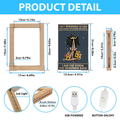 Black Woman I Am The Storm Frame Lamp Art - Gift For African American Women, Girls, Teens