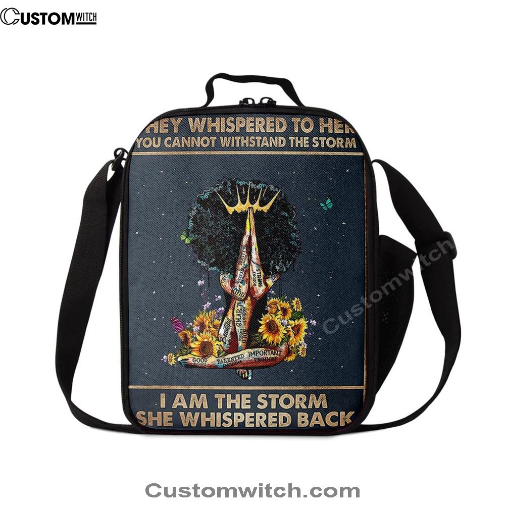 Black Woman I Am The Storm Lunch Bag, Christian Lunch Bag For School, Picnic, Religious Lunch Bag