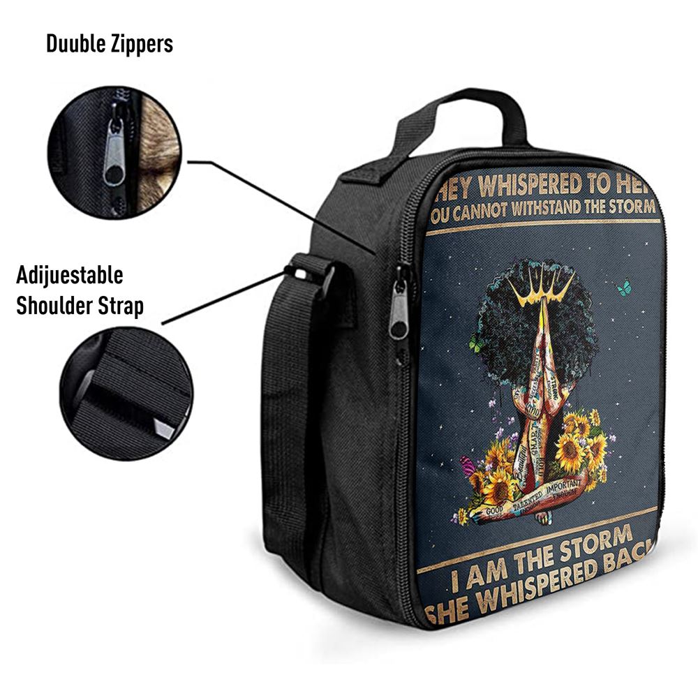 Black Woman I Am The Storm Lunch Bag, Christian Lunch Bag For School, Picnic, Religious Lunch Bag