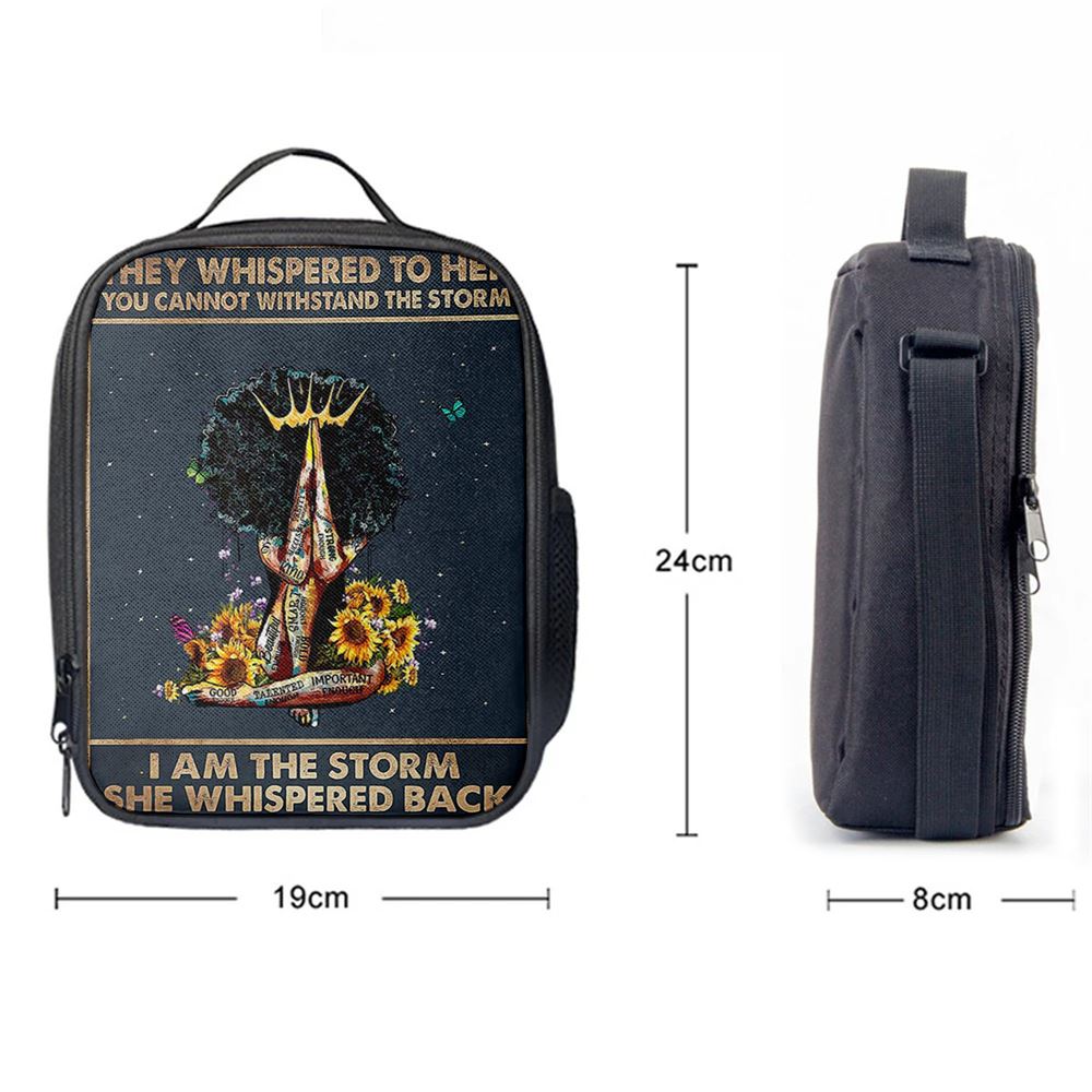 Black Woman I Am The Storm Lunch Bag, Christian Lunch Bag For School, Picnic, Religious Lunch Bag