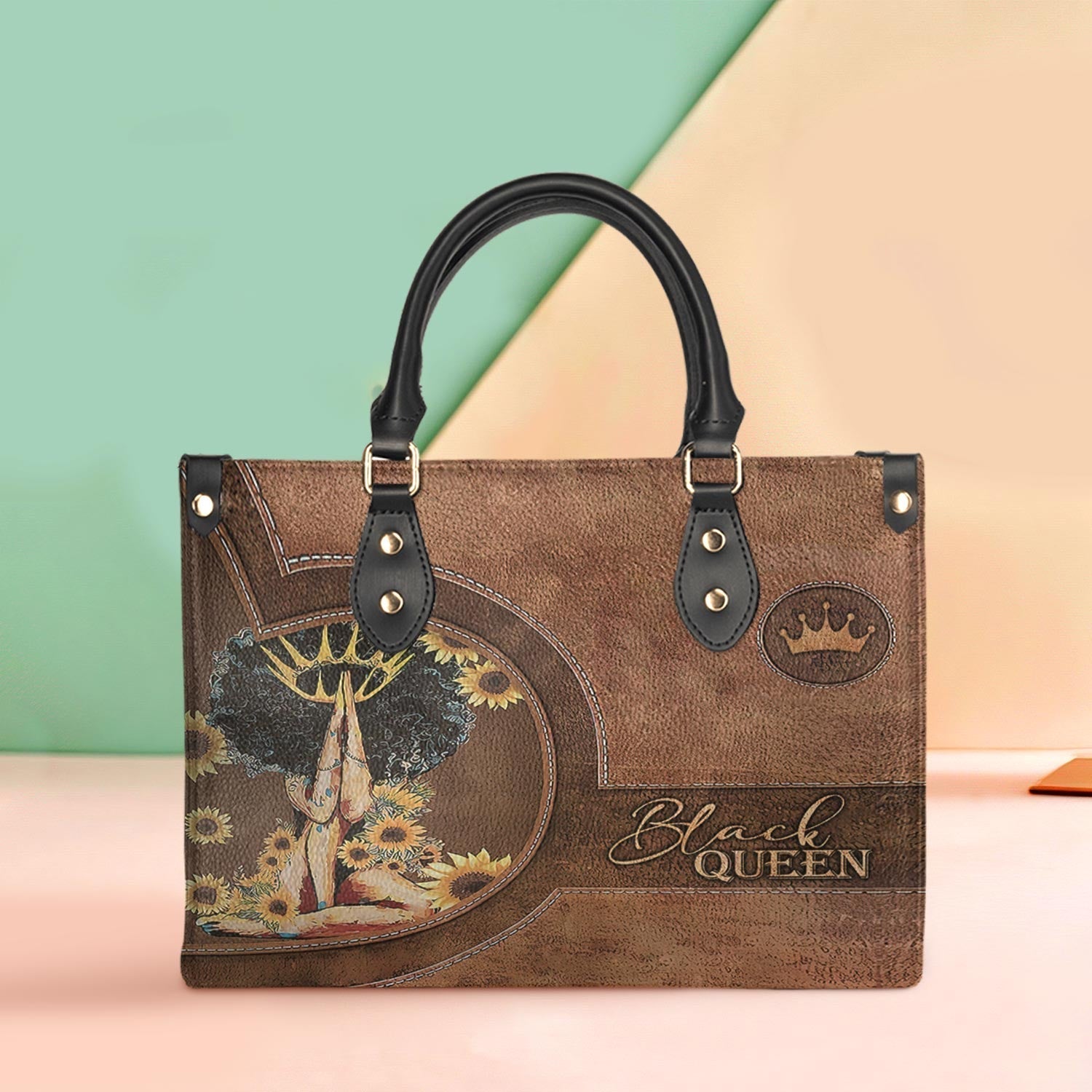 Black Woman Queen Leather Style Leather Bag, Women's Pu Leather Bag, Best Mother's Day Gifts