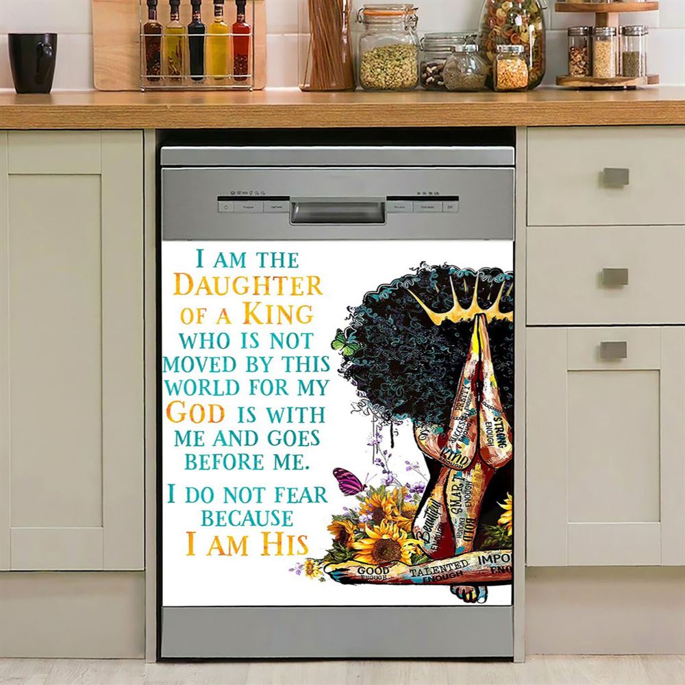 Black Women I Am The Daughter Of A King Dishwasher Cover, Christian Dishwasher Magnet Cover