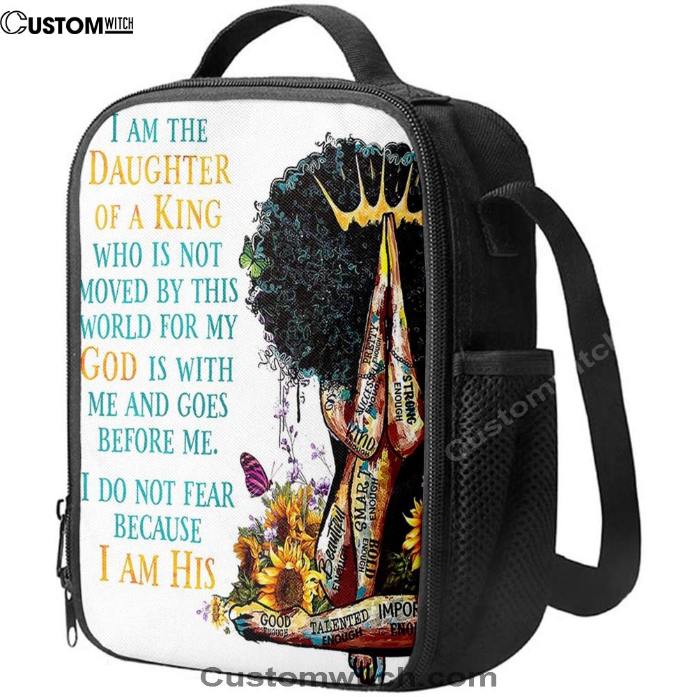 Black Women I Am The Daughter Of A King Lunch Bag, Christian Lunch Bag For School, Picnic, Religious Lunch Bag