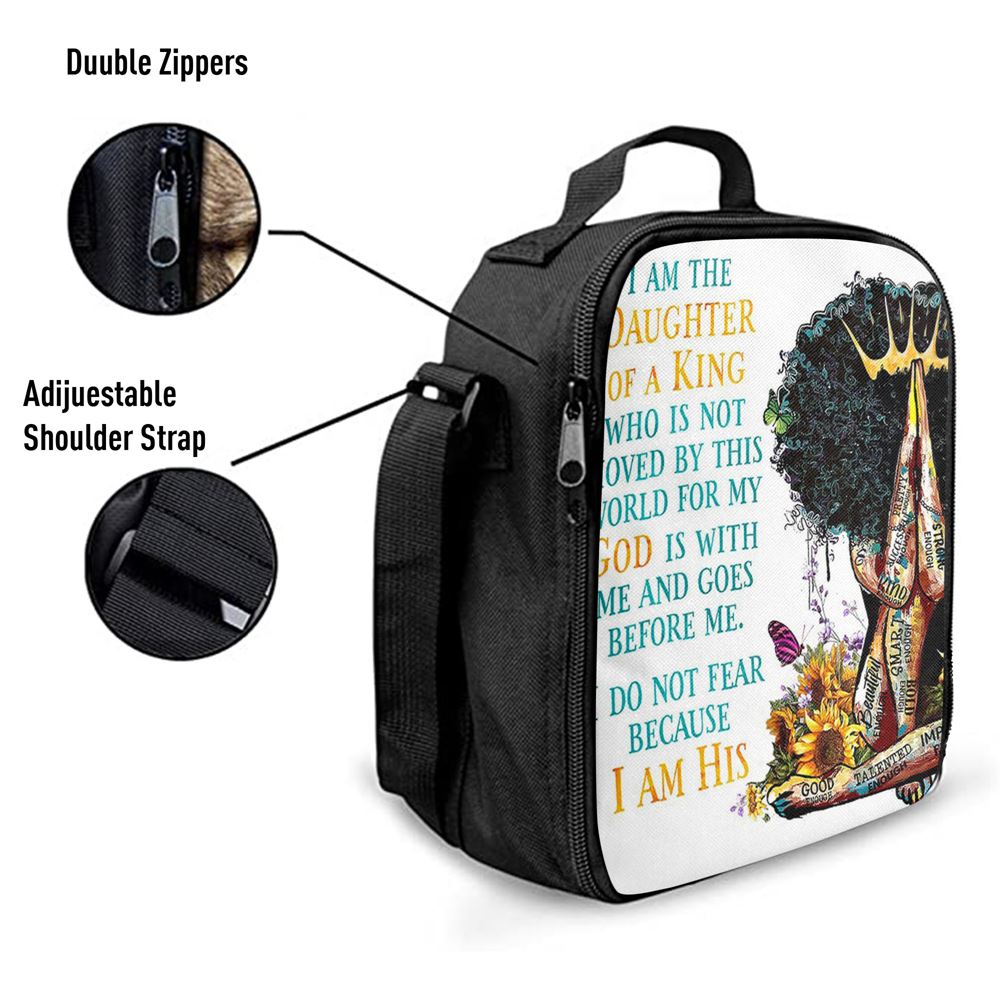 Black Women I Am The Daughter Of A King Lunch Bag, Christian Lunch Bag For School, Picnic, Religious Lunch Bag