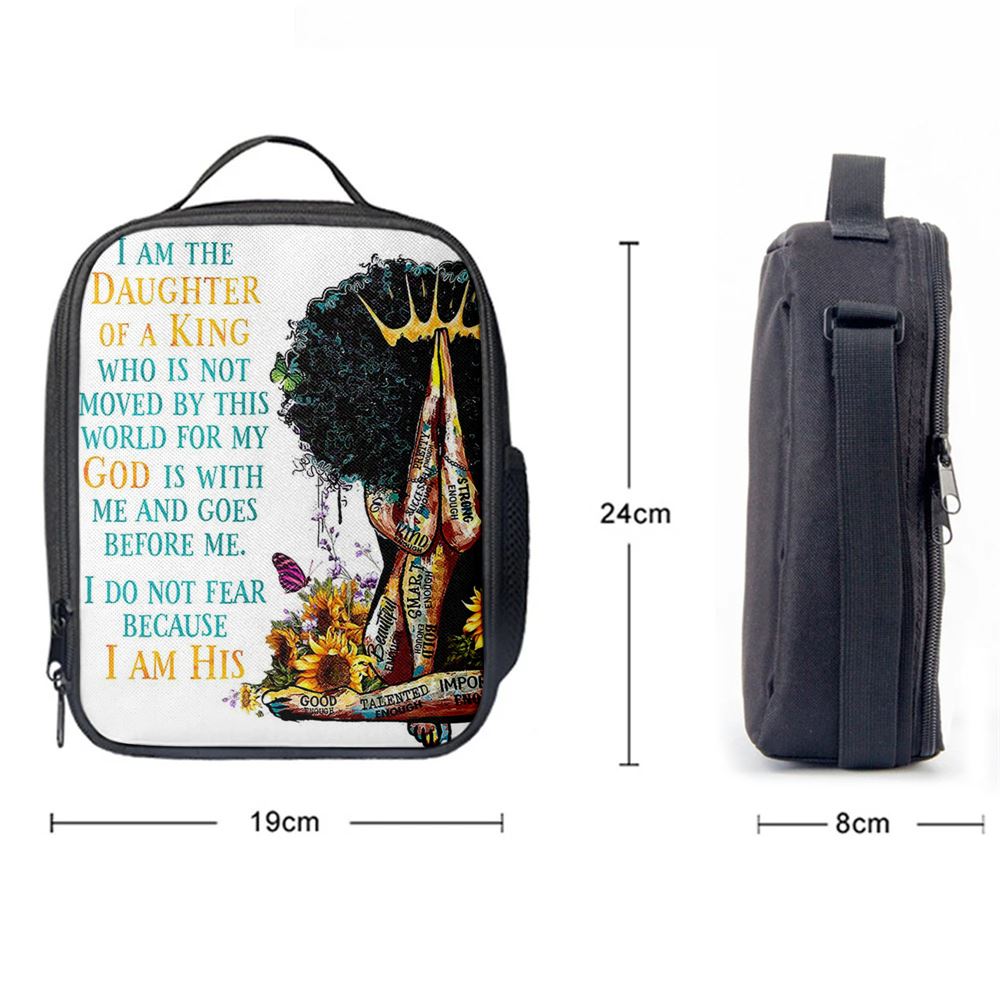 Black Women I Am The Daughter Of A King Lunch Bag, Christian Lunch Bag For School, Picnic, Religious Lunch Bag