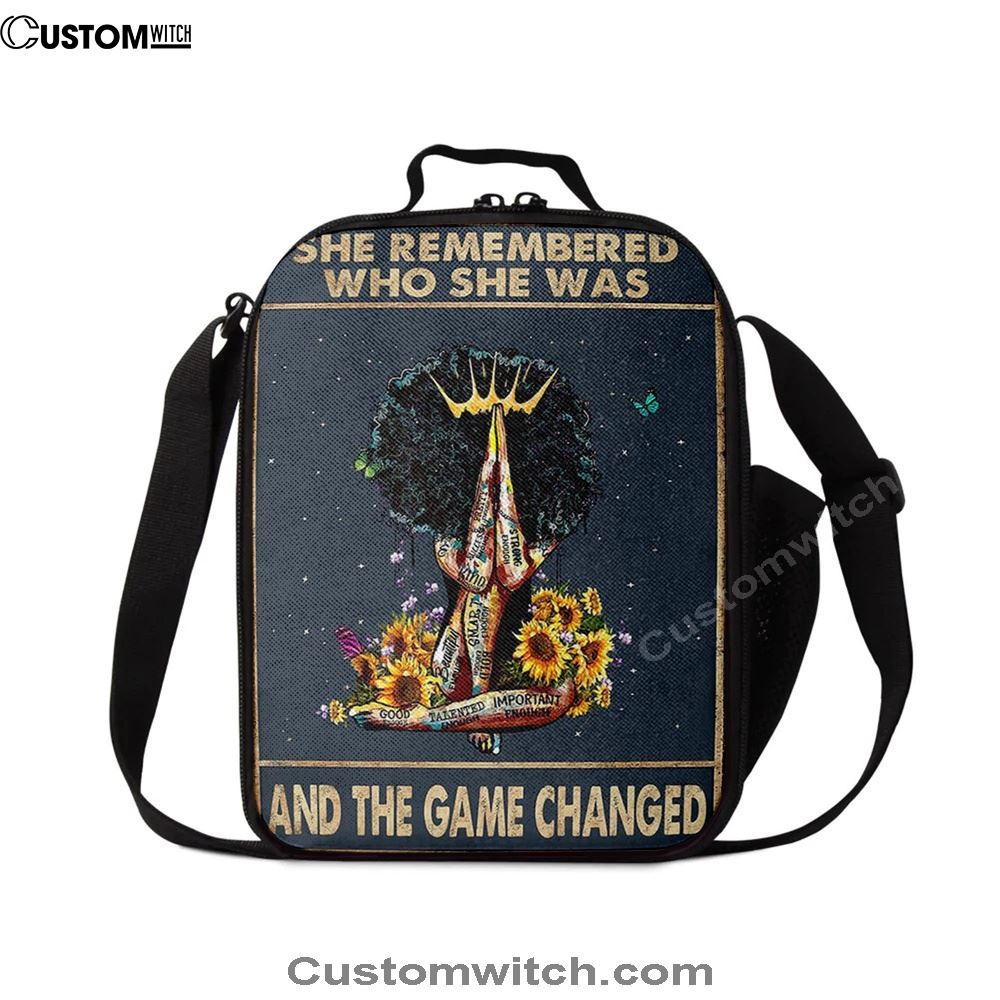 Black Women Sunflower Lunch Bag, Christian Lunch Bag For School, Picnic, Religious Lunch Bag