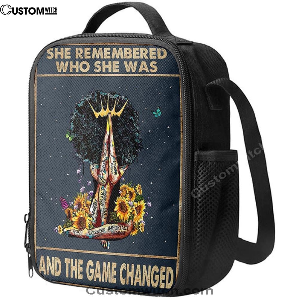 Black Women Sunflower Lunch Bag, Christian Lunch Bag For School, Picnic, Religious Lunch Bag