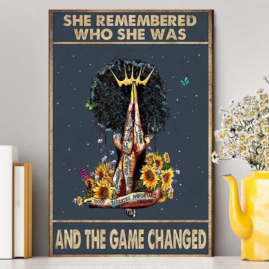 Black Women Sunflower Wall Art - African American Woman Canvas Wall Decor - Boho Home Decoration Poster