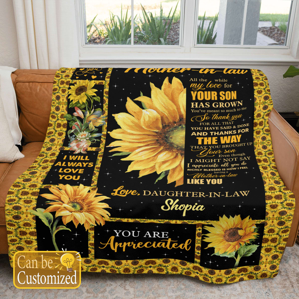 Blanket For Mother In Law Blanket To Mother In Law From Daughter In Law Sunflower Blanket, Birthday Gift