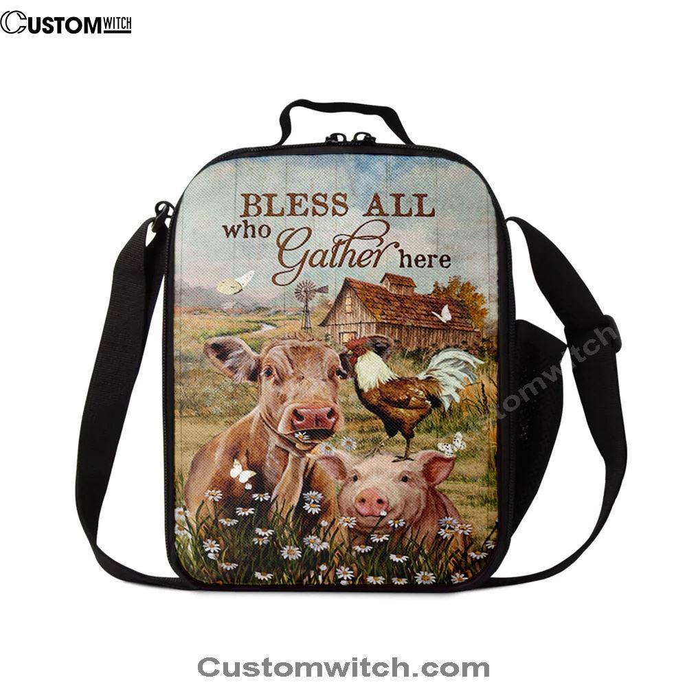 Bless All Who Gather Here Lunch Bag, Christian Lunch Bag For School, Picnic, Religious Lunch Bag