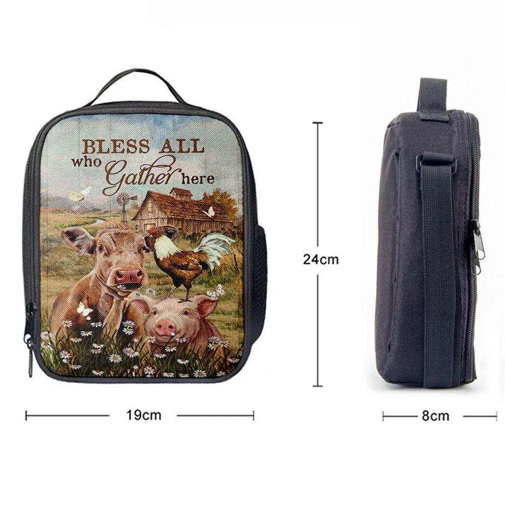 Bless All Who Gather Here Lunch Bag, Christian Lunch Bag For School, Picnic, Religious Lunch Bag