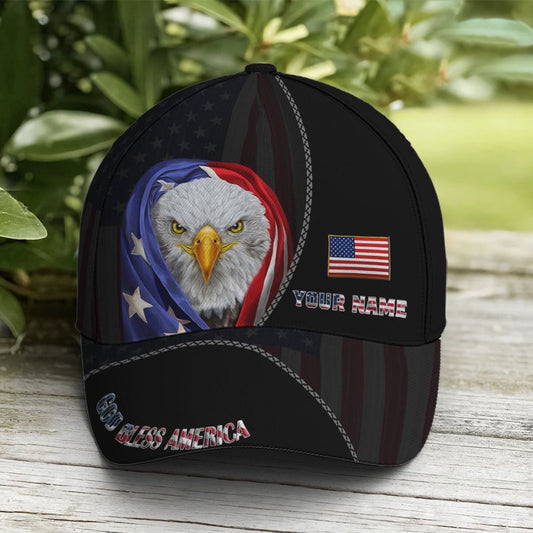 Bless America Eagle With Flag Baseball Cap, Christian Baseball Cap, Religious Cap, Jesus Gift, Jesus Hat