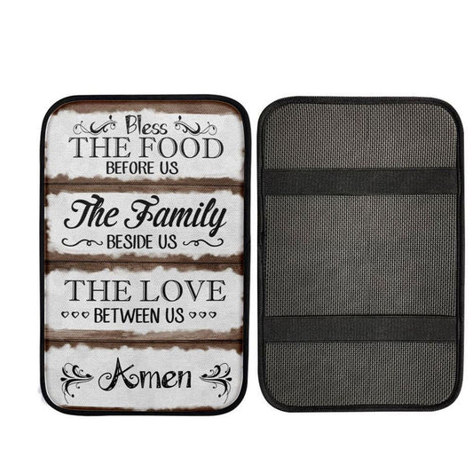 Bless The Food Before Us Car Center Console Cover, Christian Car Interior Accessories