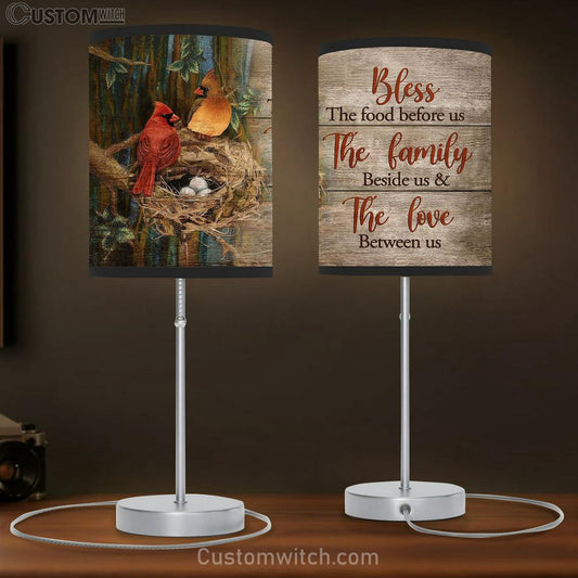 Bless The Food Before Us Cardinal Table Lamb Gift - Bible Verse Table Lamb - Religious Bedroom Decor