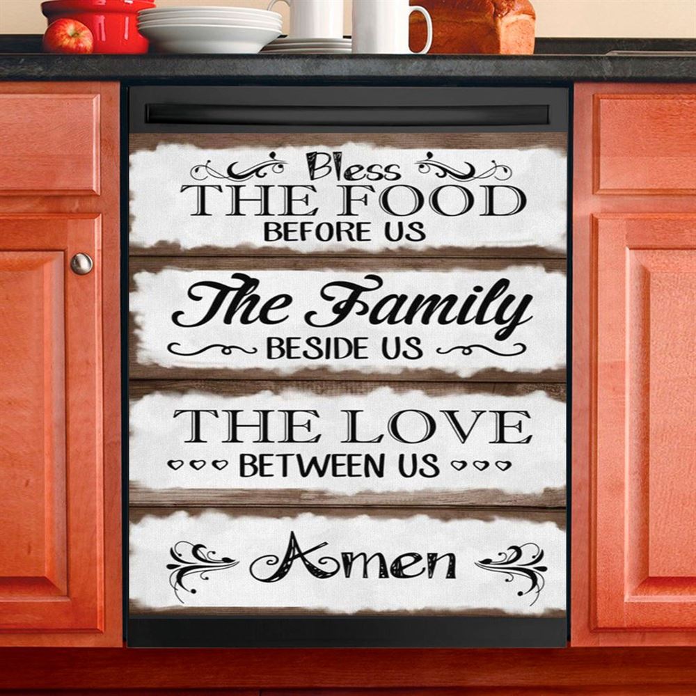 Bless The Food Before Us Dishwasher Cover, Bible Verse Dishwasher Magnet Cover, Scripture Kitchen Decor