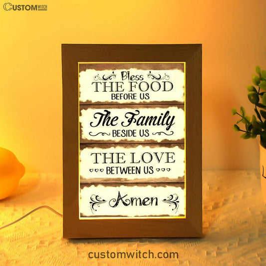 Bless The Food Before Us Frame Lamp Prints - Bible Verse Decor - Scripture Art