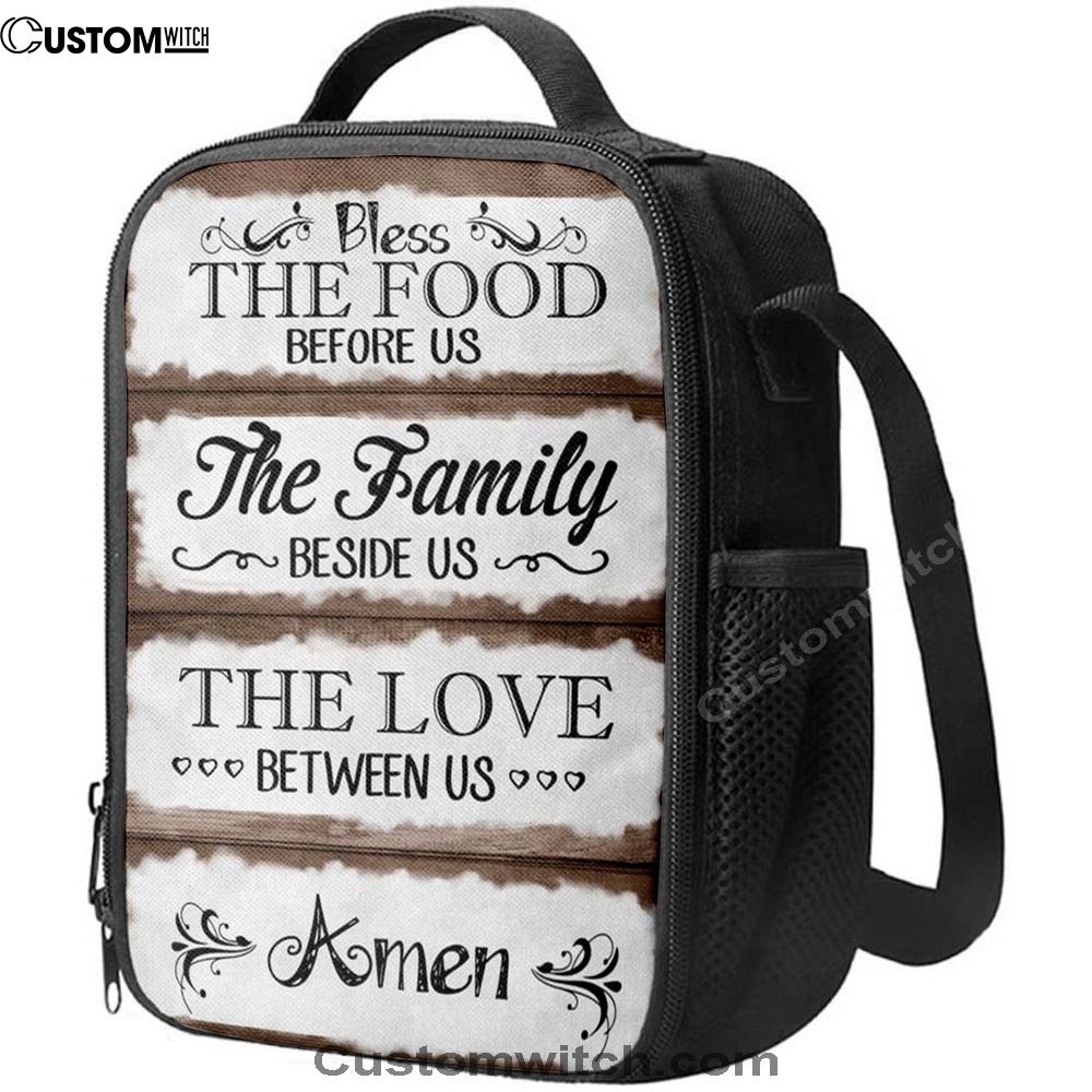 Bless The Food Before Us Lunch Bag, Christian Lunch Bag For School, Picnic, Religious Lunch Bag