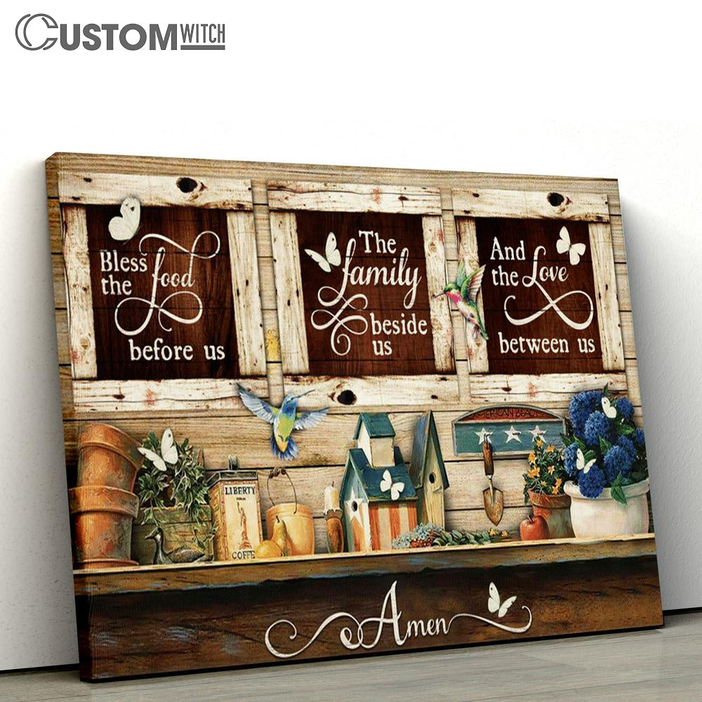 Bless The Food Before Us The Family Beside Us And The Love Between Us Large Canvas Art - Christian Wall Art Home Decor - Religious Canvas Prints