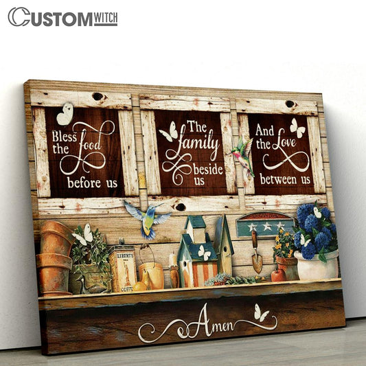 Bless The Food Before Us The Family Beside Us And The Love Between Us Large Canvas Art - Christian Wall Art Home Decor - Religious Canvas Prints