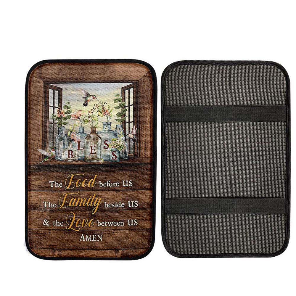 Bless The Love Between Us Hummingbird Gorgeous Jar Window Frame Car Armrest Pad, Christian Auto Armrest Cover