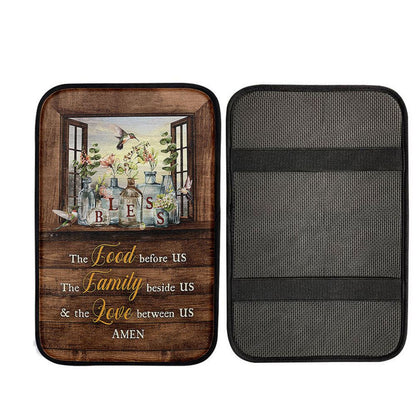 Bless The Love Between Us Hummingbird Gorgeous Jar Window Frame Car Armrest Pad, Christian Auto Armrest Cover