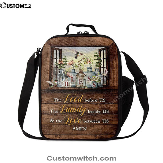 Bless The Love Between Us Hummingbird Gorgeous Jar Window Frame Lunch Bag, Christian Lunch Bag For School, Picnic, Religious Lunch Bag