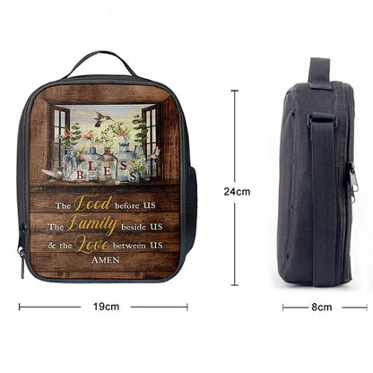 Bless The Love Between Us Hummingbird Gorgeous Jar Window Frame Lunch Bag, Christian Lunch Bag For School, Picnic, Religious Lunch Bag