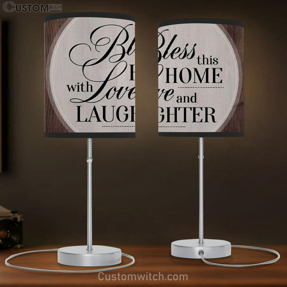 Bless This Home With Love And Laughter Table Lamb Gift - - Christian Bedroom Decor