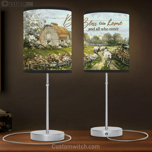 Bless This House Farm Sheep Table Lamb Gift - Bible Verse Table Lamb - Religious Bedroom Decor