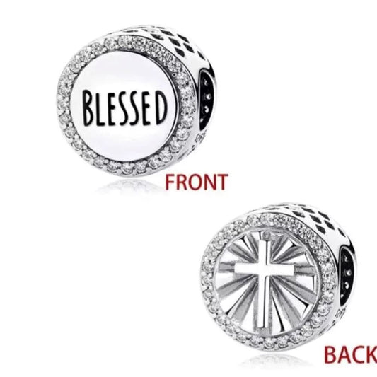 Blessed 925 Sterling Silver Christian Charm For Bracelet, Religious Bracelets, Christian Gift