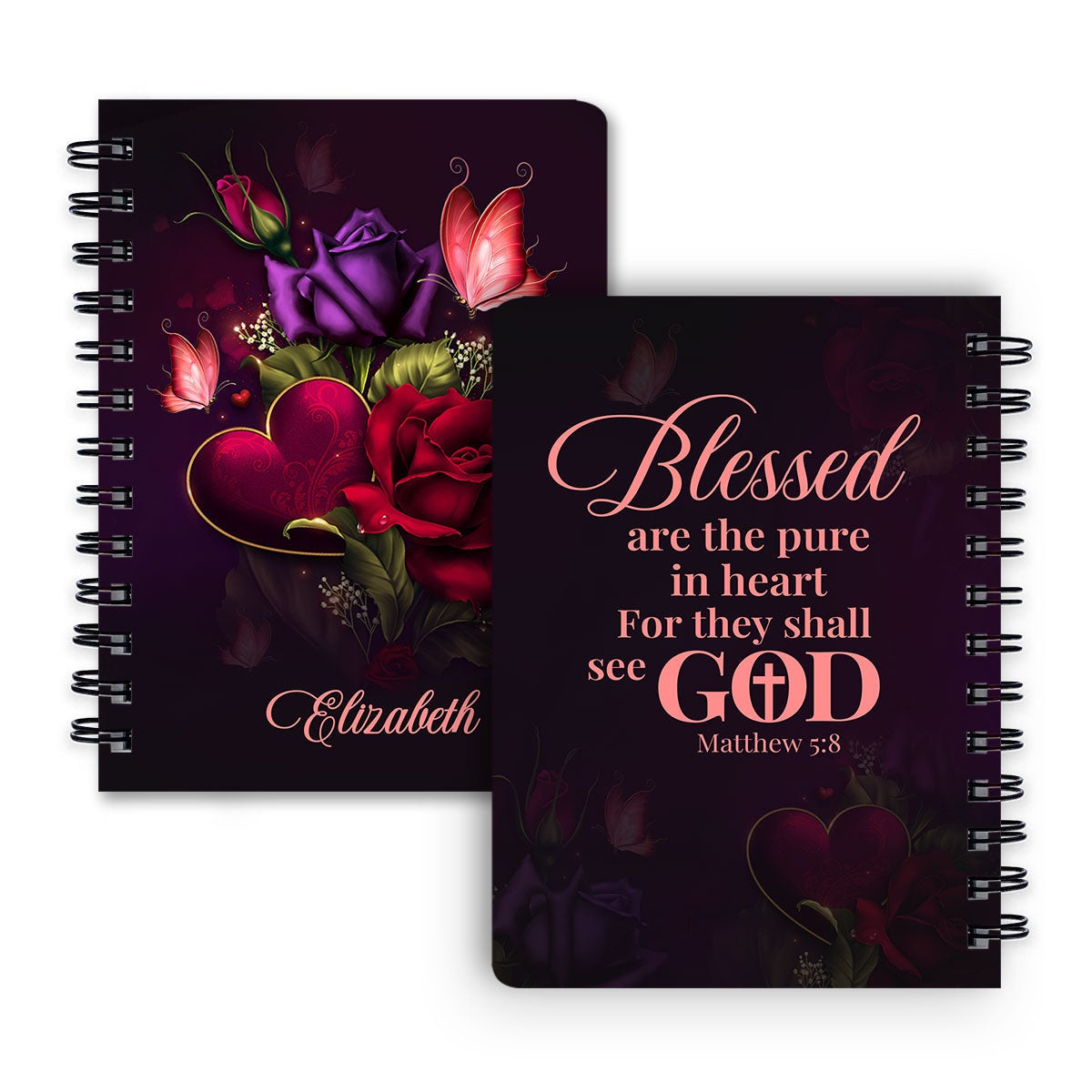 Blessed Are The Pure In Heart For They Shall See God Personalized Spiral Notebook, Christian Spiritual Gifts For Friends